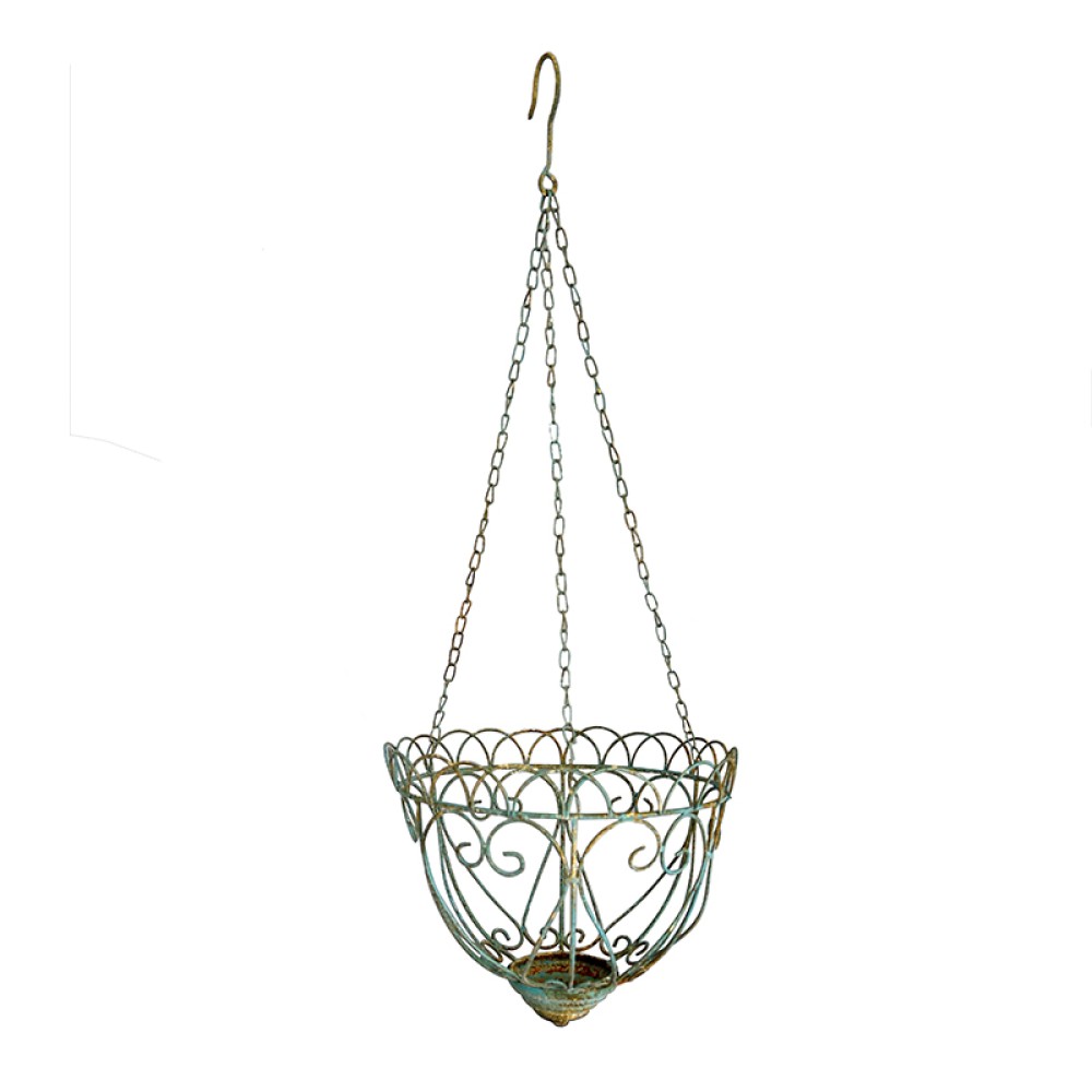 Artekko Hanging Planter Πράσινο Μεταλλικό Κρεμαστό Κασπώ (27x27x22/70)cm