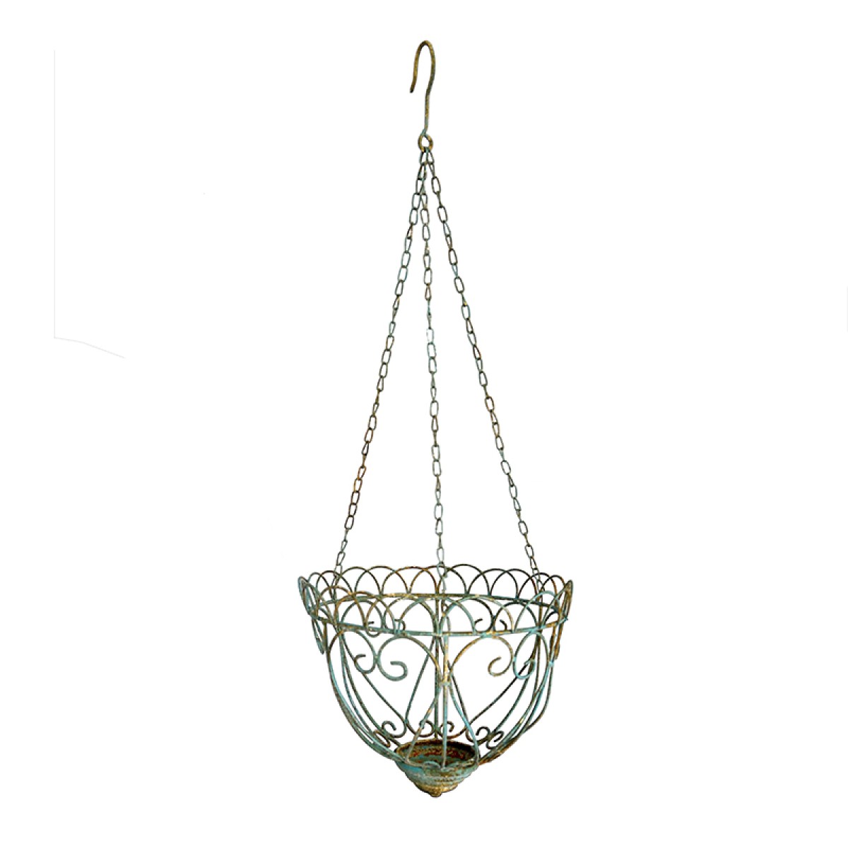 Artekko Hanging Planter Πράσινο Μεταλλικό Κρεμαστό Κασπώ (27x27x22/70)cm