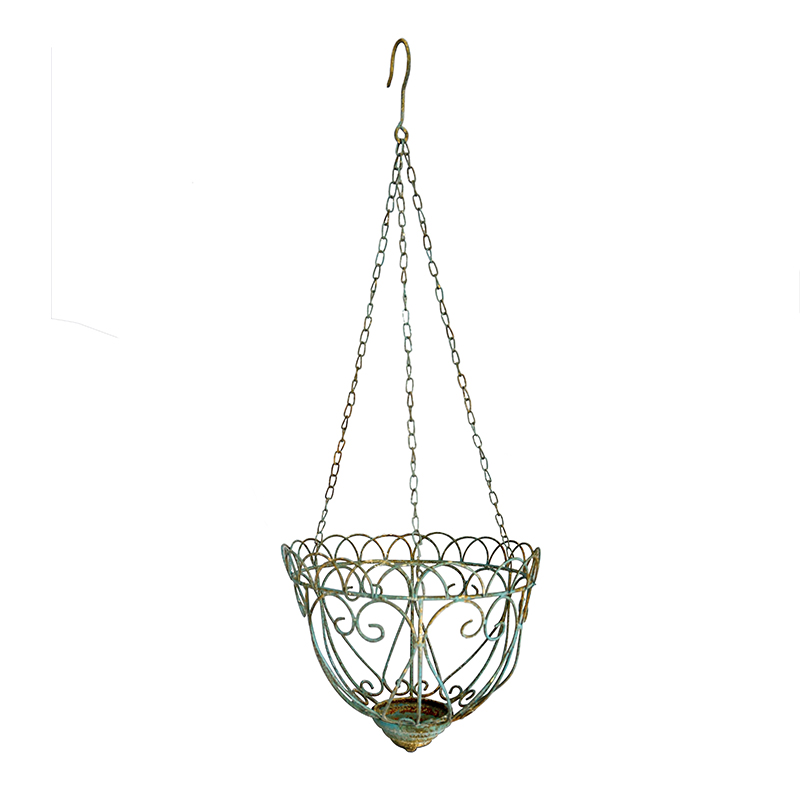 Artekko Hanging Planter Πράσινο Μεταλλικό Κρεμαστό Κασπώ (27x27x22/70)cm