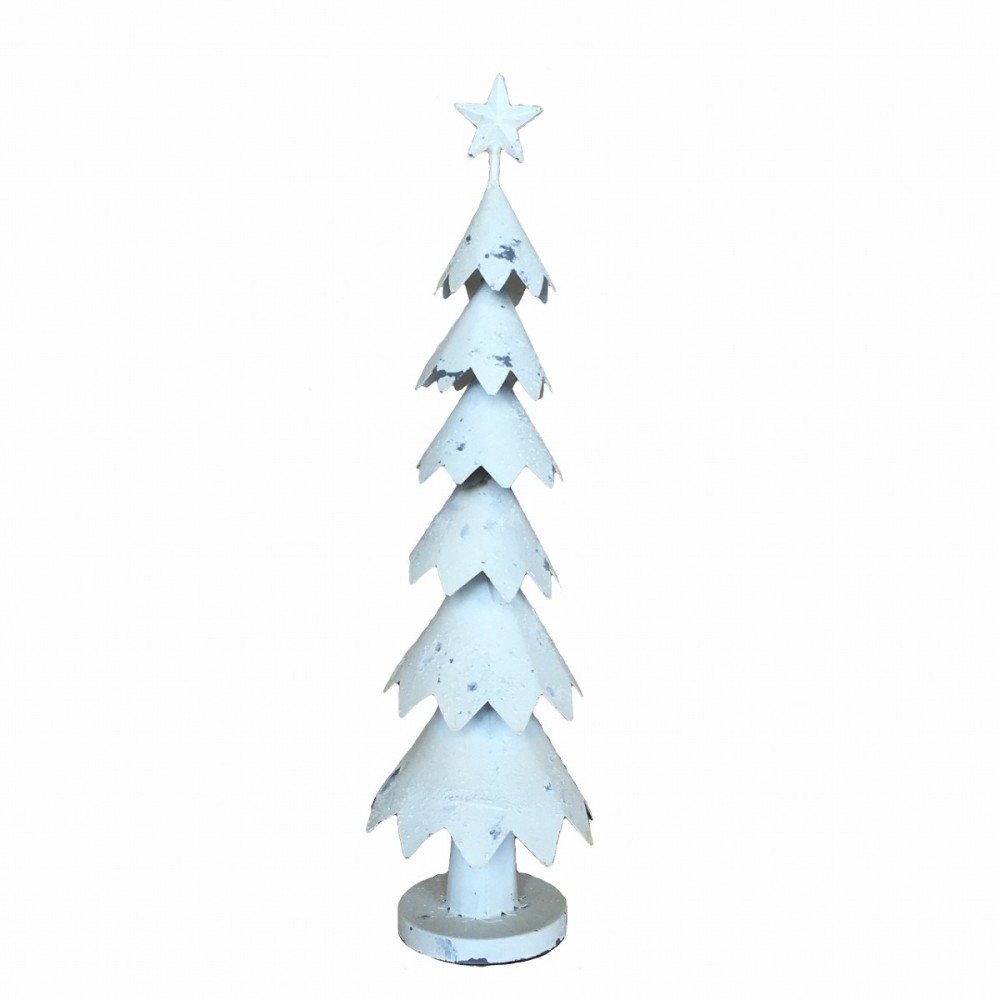 Artekko Xmas Μεταλλικό Διακοσμητικό Δέντρο σε Λευκή Πατίνα (12x12x40)cm