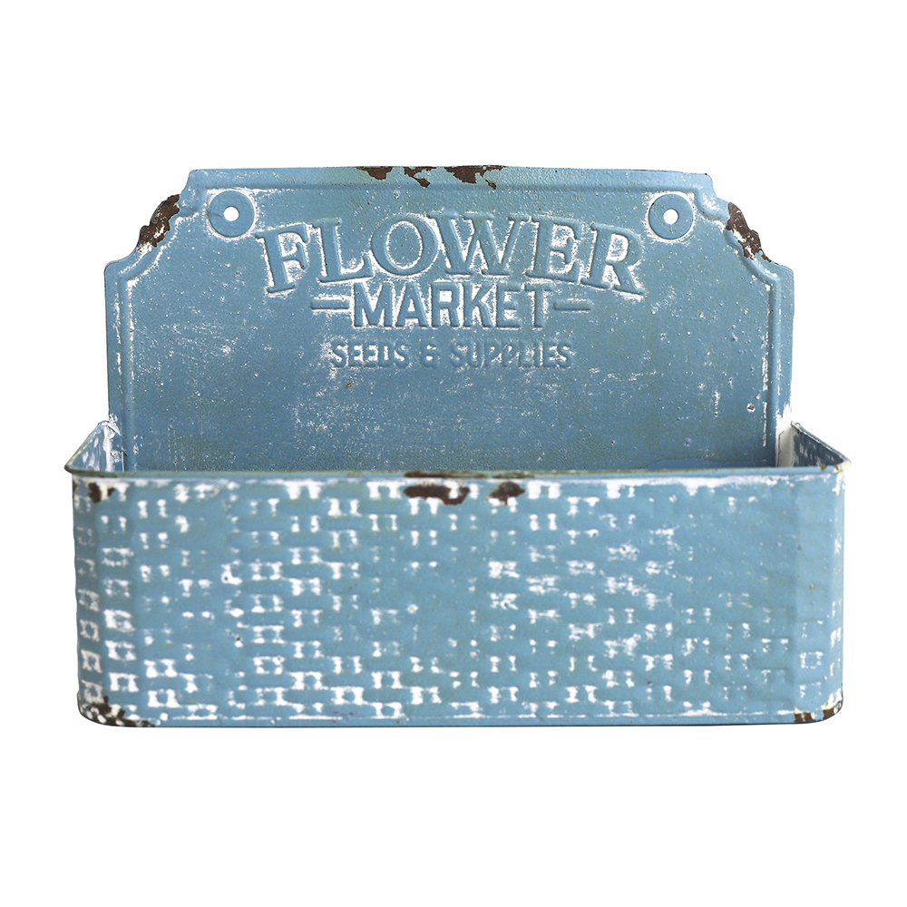 Artekko Wall Planter Μπλε Μεταλλικό Κασπώ Τοίχου (31x11x22)cm