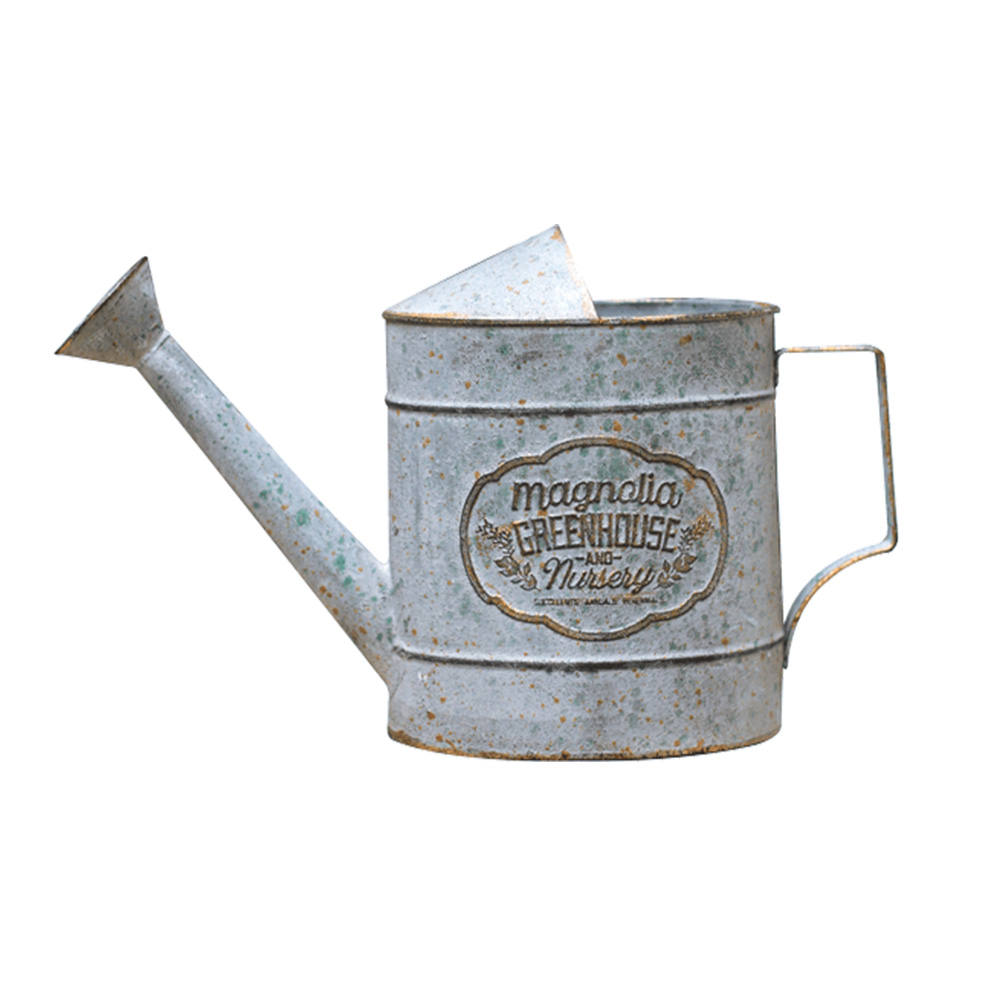 Artekko Watering Can Γκρι Μεταλλικό Διακοσμητικό Ποτιστήρι με Πράσινες Λεπτομέρειες (38x14x26)cm