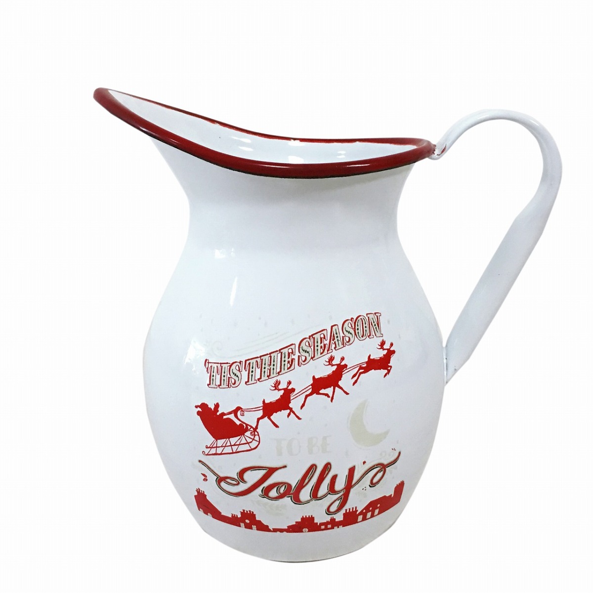 Artekko Xmas Pitcher Λευκή Μεταλλική Κανάτα με Κόκκινα Σχέδια (19x12x17)cm