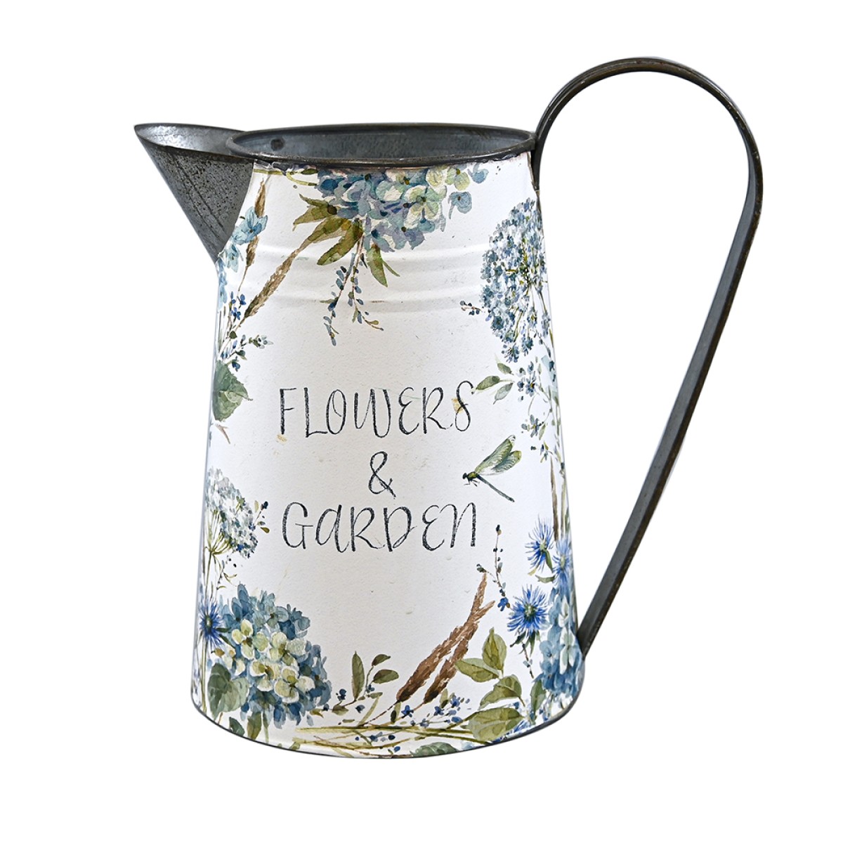 Artekko Jug Λευκή Μεταλλική Διακοσμητική Κανάτα με Μπλε Σχέδια (23x12x26)cm