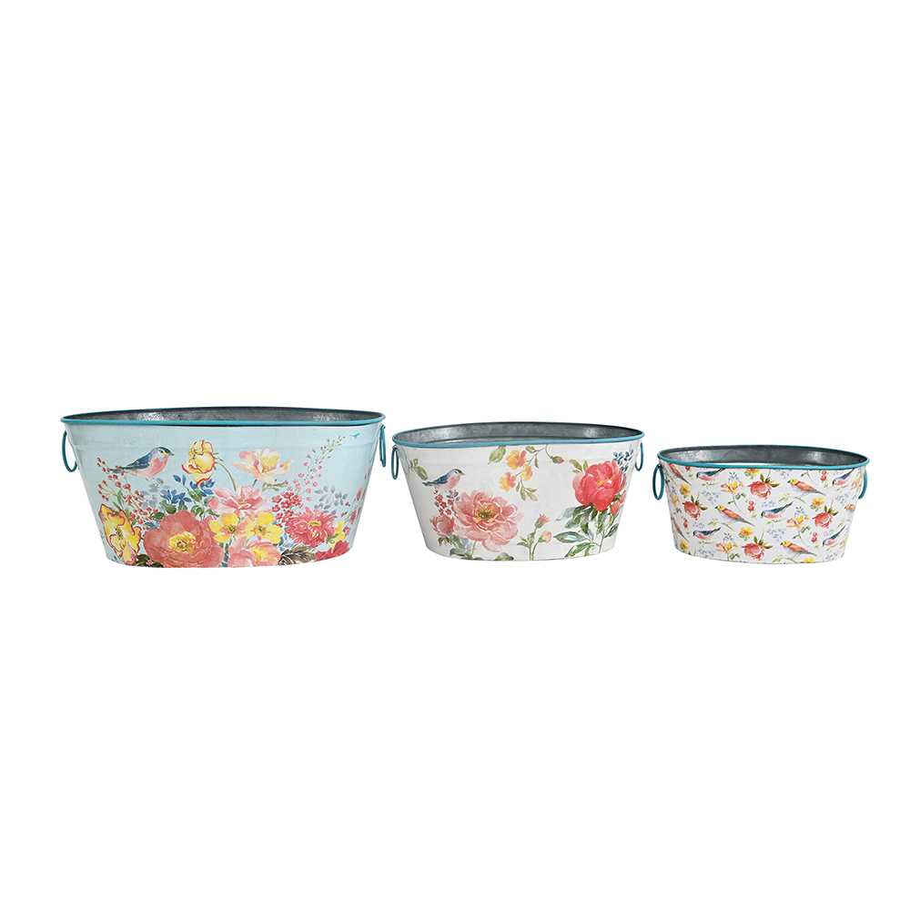 Artekko Planter Πολύχρωμα Μεταλλικά Κασπώ (38x28x17)cm (31x23x14.5)cm (25x18.5x12)cm 3pcs