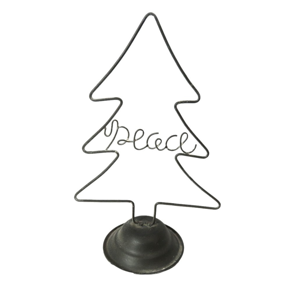 Artekko Xmas Γκρι Μεταλλικό Διακοσμητικό Δεντράκι Peace (19x13x33)cm