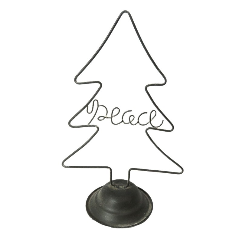 Artekko Xmas Γκρι Μεταλλικό Διακοσμητικό Δεντράκι Peace (19x13x33)cm