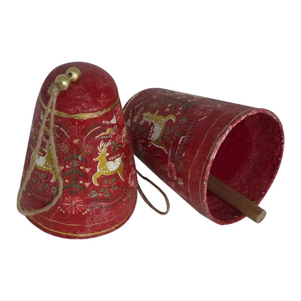 Artekko Xmas Κόκκινες Ξύλινες Διακοσμητικές Καμπάνες (12.5x12.5x17)cm 2 pcs