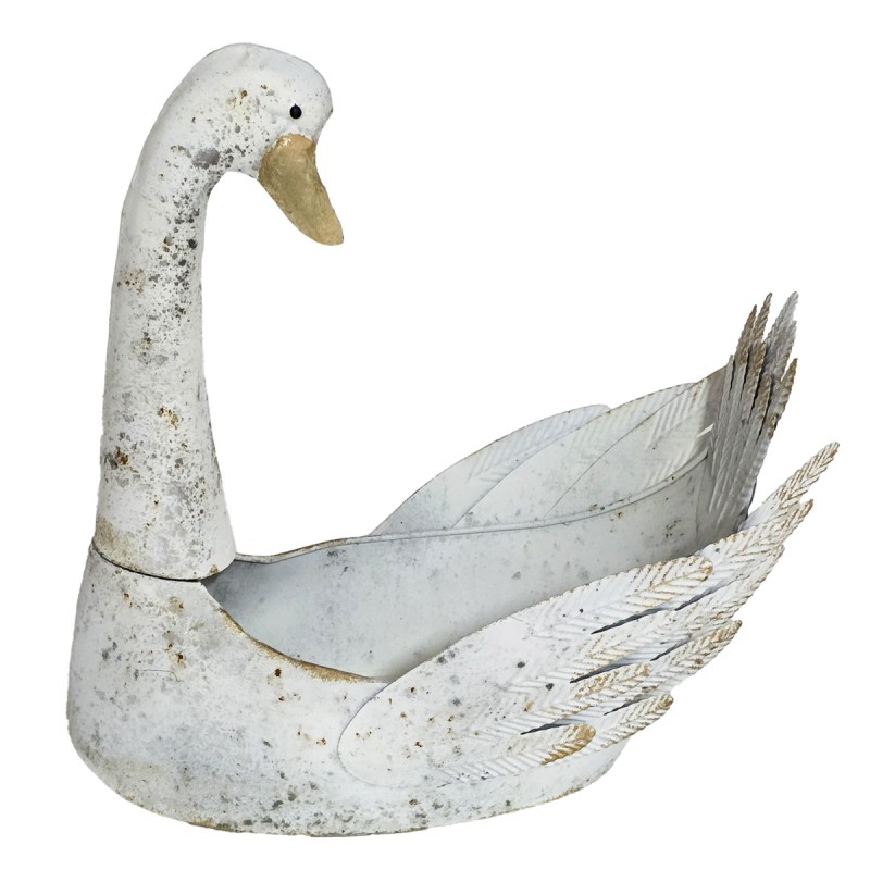 Artekko Duck Μεταλλική Διακοσμητική Πάπια σε Λευκή Πατίνα (44x28x41)cm