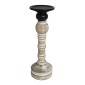 Artekko Candle Holder Ξύλινο Κηροπήγιο σε Λευκή Πατίνα (10x10x37.5)cm