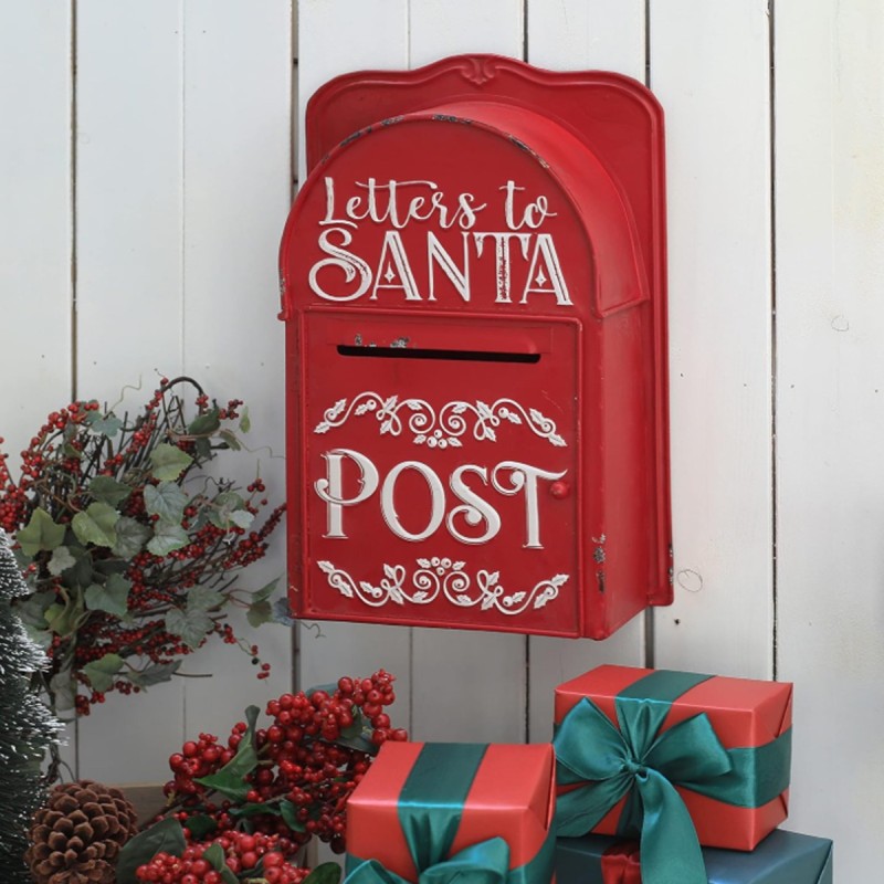 Artekko Xmas Mailbox Κόκκινο Μεταλλικό Γραμματοκιβώτιο (27x10x40)cm