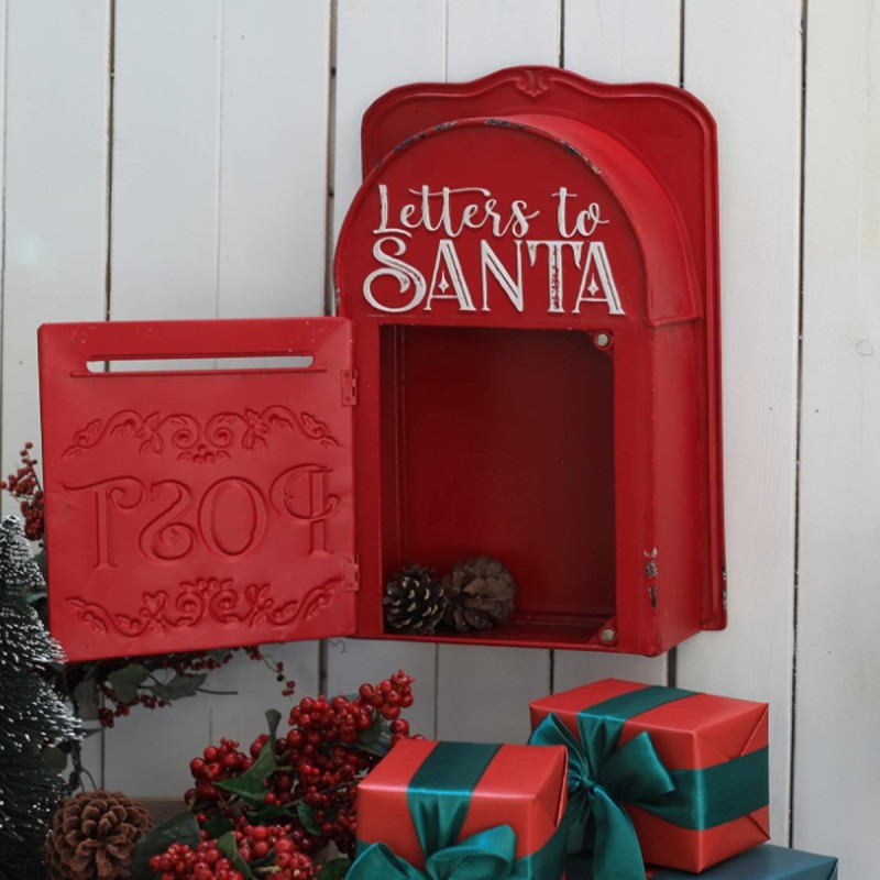 Artekko Xmas Mailbox Κόκκινο Μεταλλικό Γραμματοκιβώτιο (27x10x40)cm