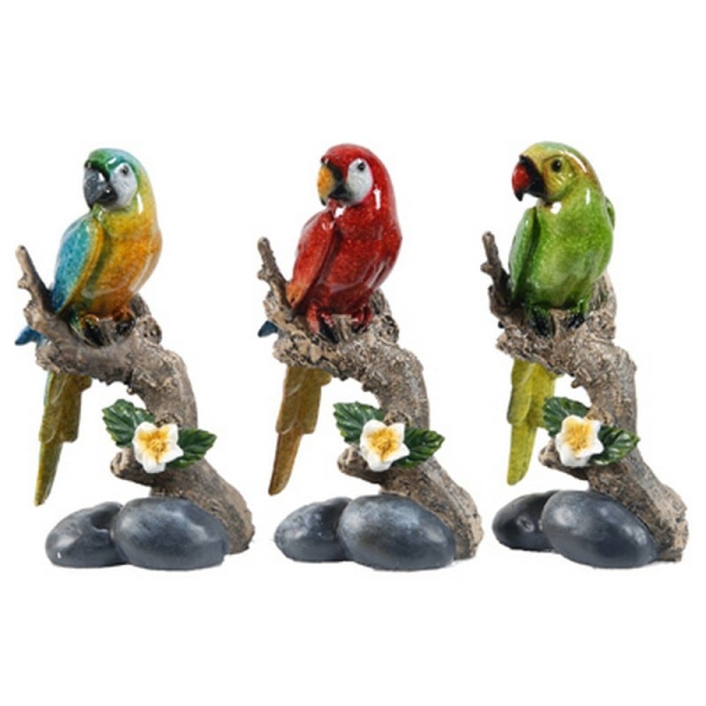 Artekko Macaw Parrot Διακοσμητικοί Πολύχρωμοι Επιτραπέζιοι Παπαγάλοι Ρητίνης (10x7x17)cm 3pcs