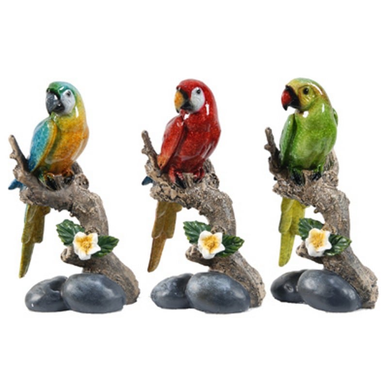 Artekko Macaw Parrot Διακοσμητικοί Πολύχρωμοι Επιτραπέζιοι Παπαγάλοι Ρητίνης (10x7x17)cm 3pcs