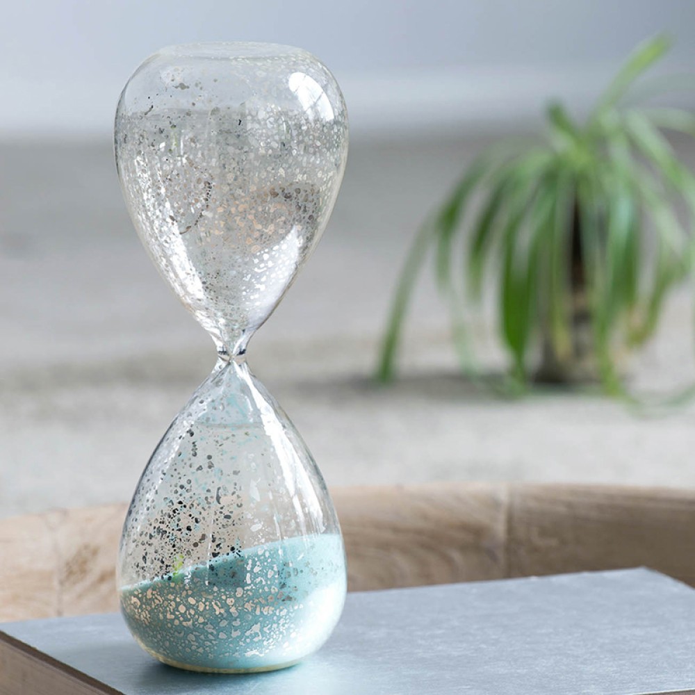Artekko Hourglass Γυάλινη Διακοσμητική Κλεψύδρα με Γαλάζια Άμμο (9x9x25.4)cm