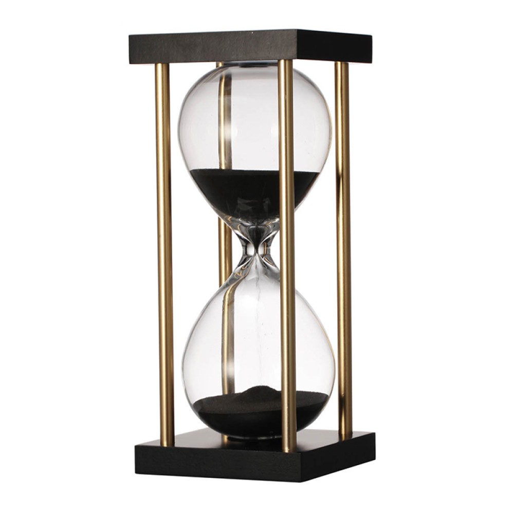 Artekko Hourglass Γυάλινη Διακοσμητική Κλεψύδρα σε Βάση με Μαύρη Άμμο (7.5x7.5x17.5)cm