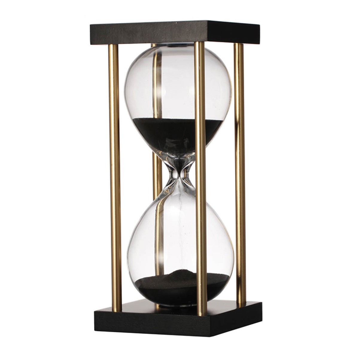 Artekko Hourglass Γυάλινη Διακοσμητική Κλεψύδρα σε Βάση με Μαύρη Άμμο (7.5x7.5x17.5)cm