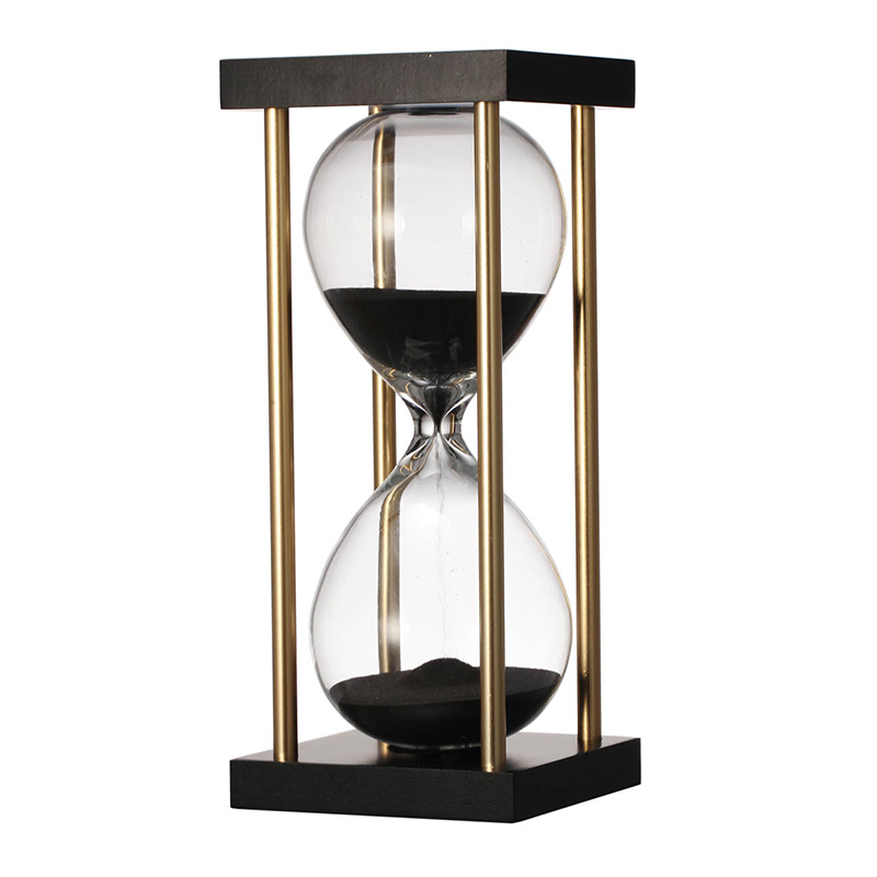 Artekko Hourglass Γυάλινη Διακοσμητική Κλεψύδρα σε Βάση με Μαύρη Άμμο (7.5x7.5x17.5)cm