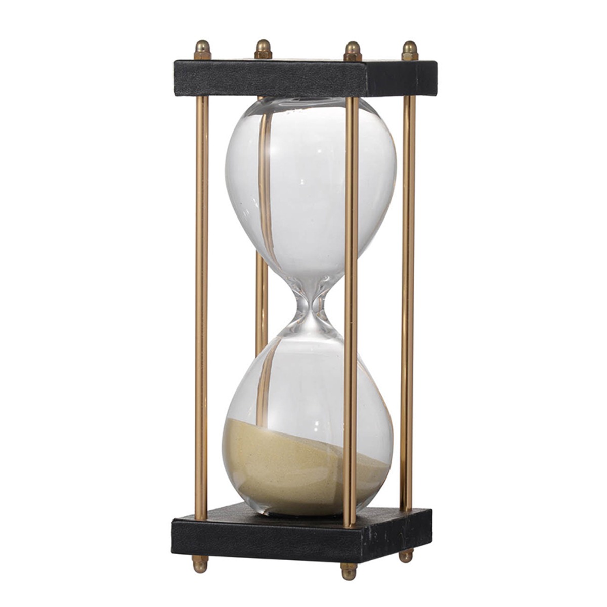Artekko Hourglass Γυάλινη Διακοσμητική Κλεψύδρα σε Βάση με Μπεζ Άμμο (8.5x8.5x19.5)cm