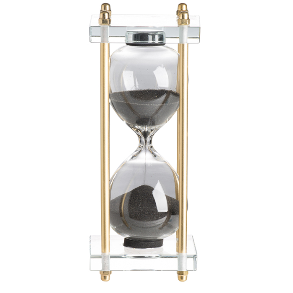 Artekko Hourglass Κλεψύδρα Διακοσμητική Γυαλί Κρύσταλλο Μαύρο Χρυσό (7.6x7.6x20.5)cm