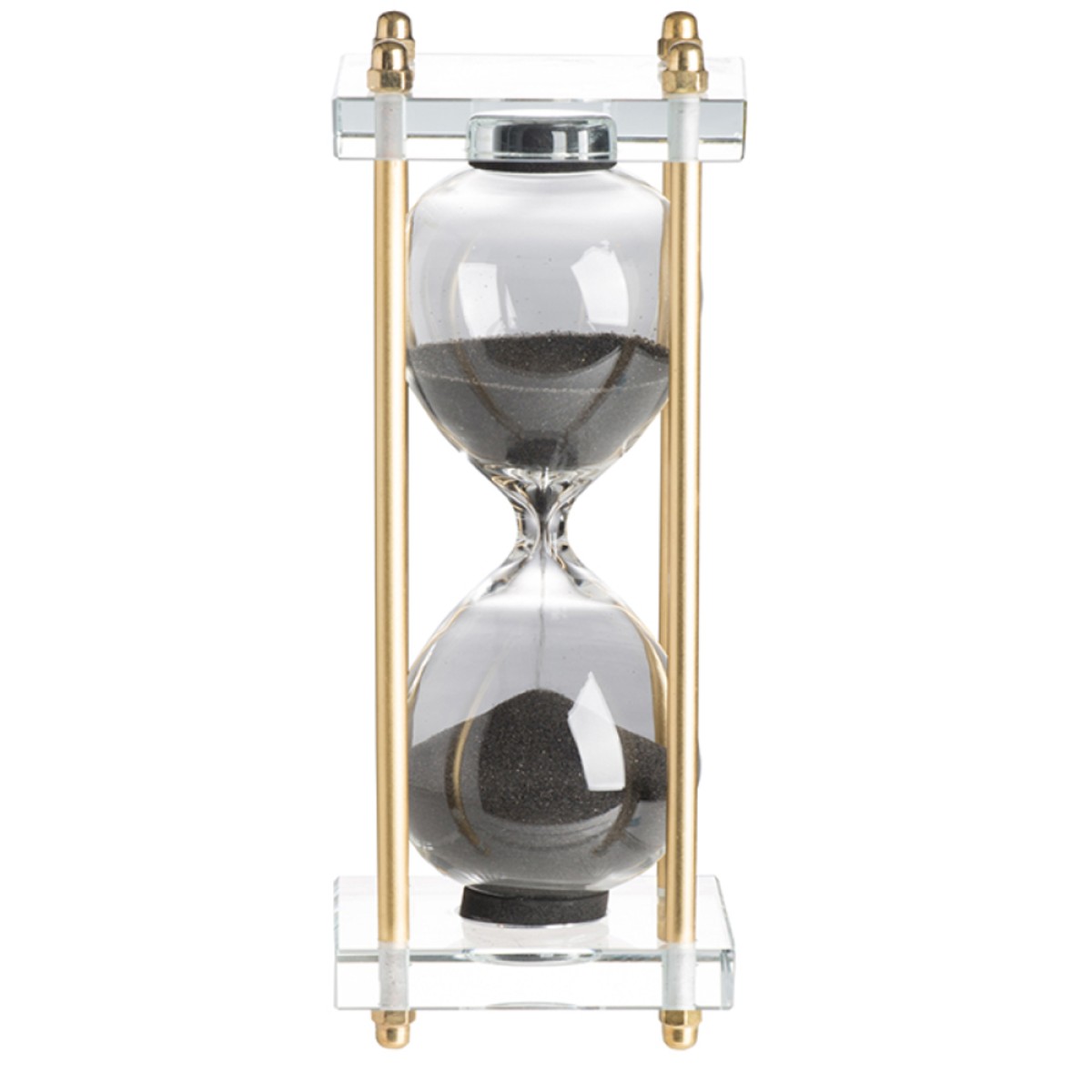 Artekko Hourglass Κλεψύδρα Διακοσμητική Γυαλί Κρύσταλλο Μαύρο Χρυσό (7.6x7.6x20.5)cm