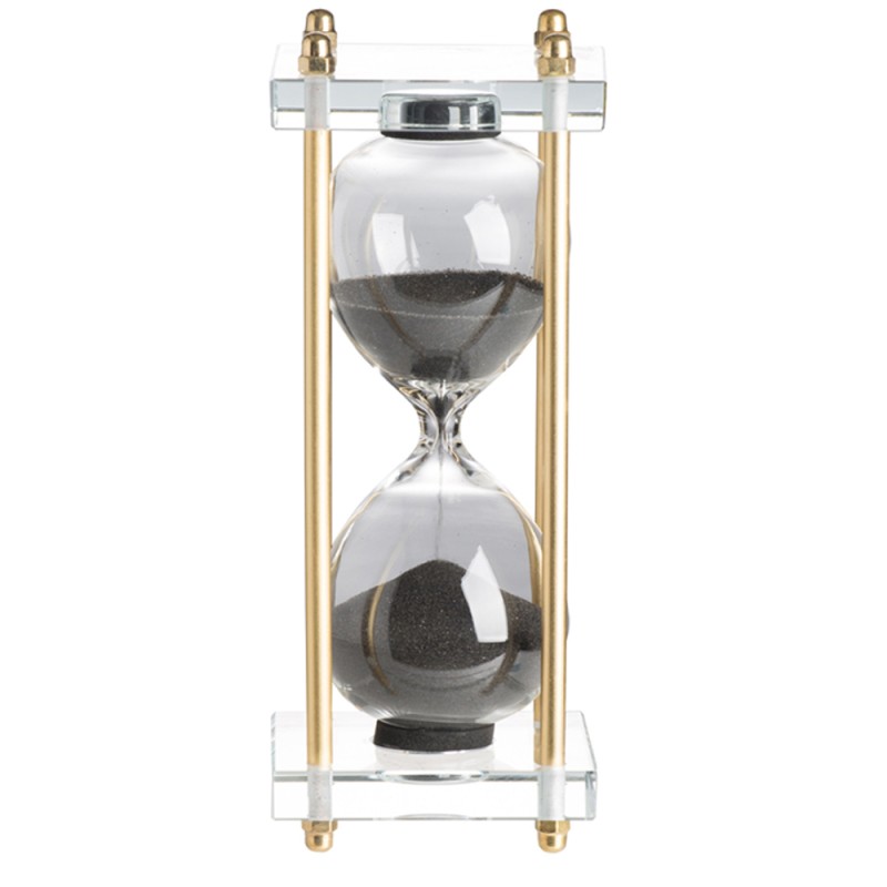 Artekko Hourglass Κλεψύδρα Διακοσμητική Γυαλί Κρύσταλλο Μαύρο Χρυσό (7.6x7.6x20.5)cm