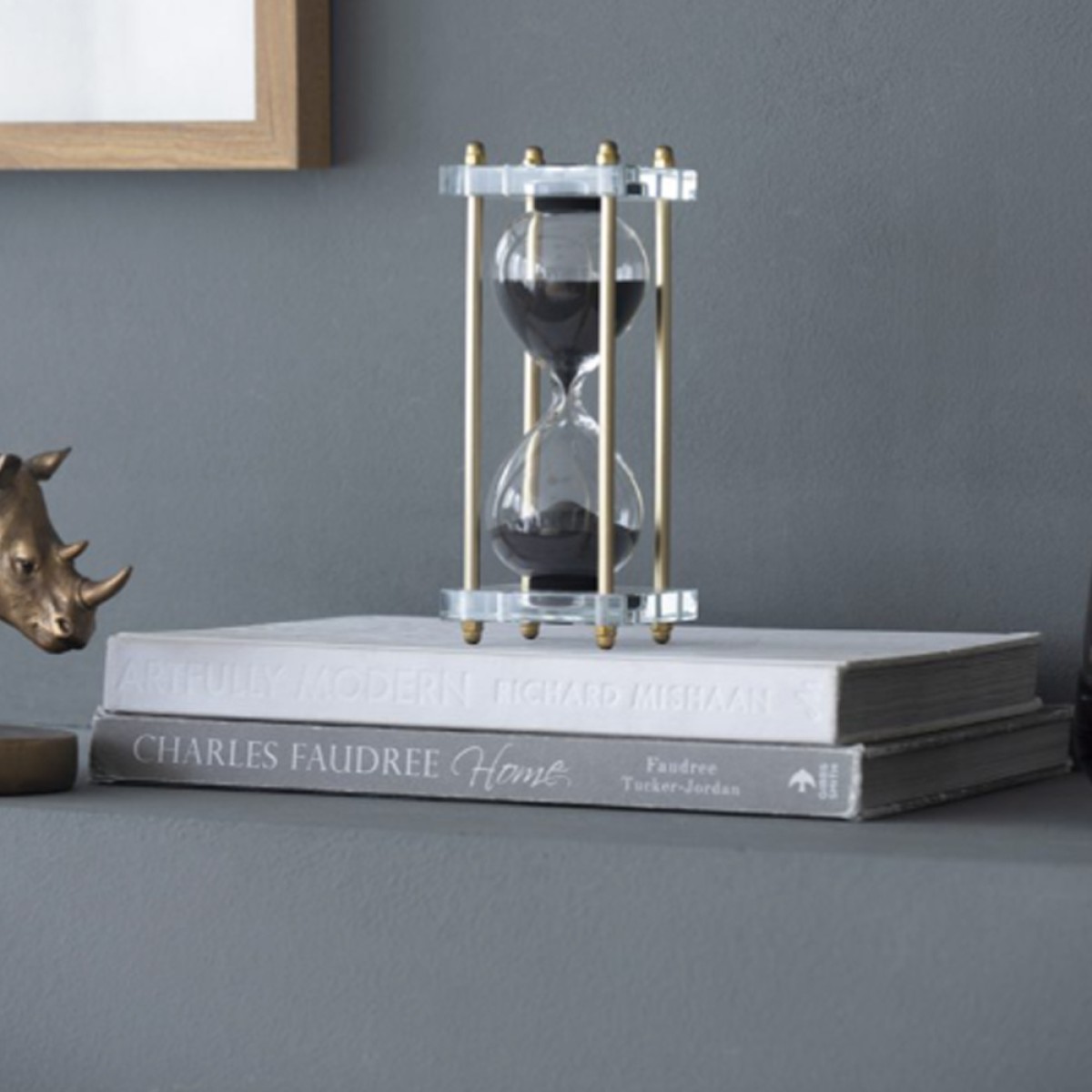 Artekko Hourglass Κλεψύδρα Διακοσμητική Γυαλί Κρύσταλλο Μαύρο Χρυσό (7.6x7.6x20.5)cm