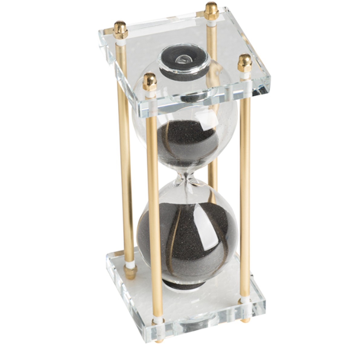 Artekko Hourglass Κλεψύδρα Διακοσμητική Γυαλί Κρύσταλλο Μαύρο Χρυσό (7.6x7.6x20.5)cm