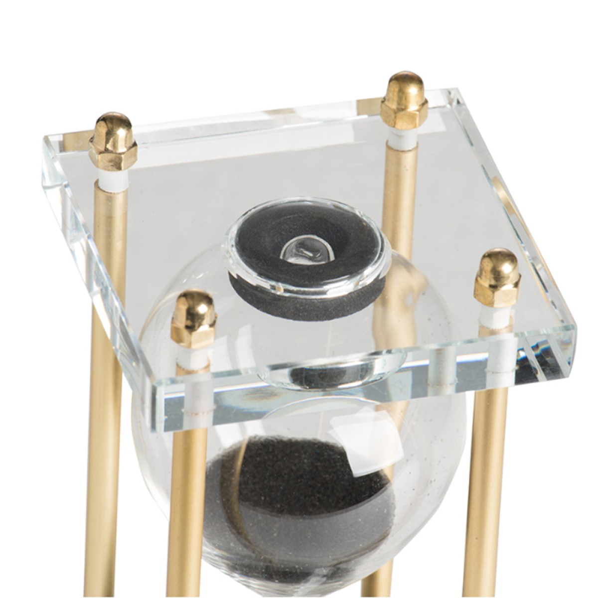 Artekko Hourglass Κλεψύδρα Διακοσμητική Γυαλί Κρύσταλλο Μαύρο Χρυσό (7.6x7.6x20.5)cm