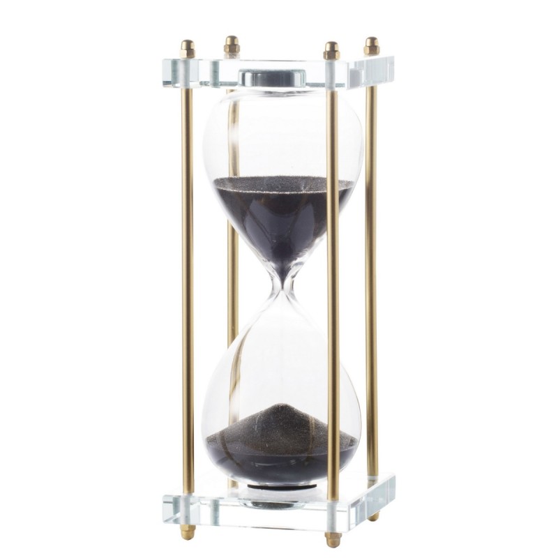 Artekko Hourglass Κλεψύδρα Διακοσμητική Γυαλί Κρύσταλλο Μαύρο Χρυσό (7.6x7.6x25.4)cm
