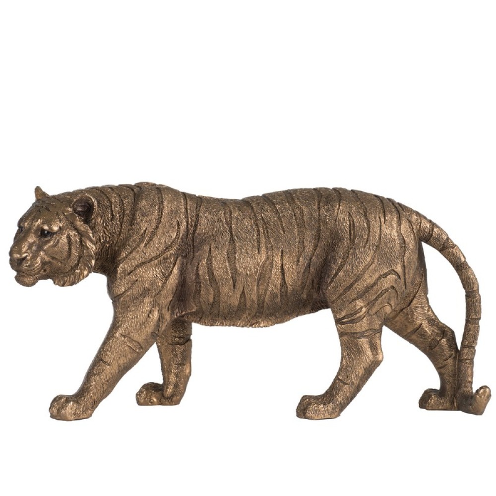 Artekko Animal Μπρονζέ Επιτραπέζια Διακοσμητική Τίγρη Ρητίνης (29x9x14.5)cm