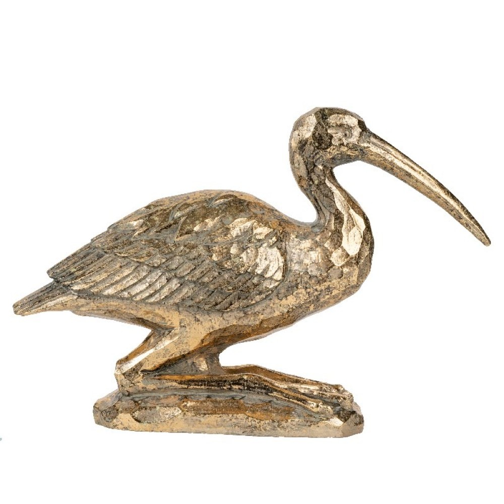 Artekko Animal Χρυσός Διακοσμητικός Γερανός Ρητίνης (18x26.5x7.5)cm