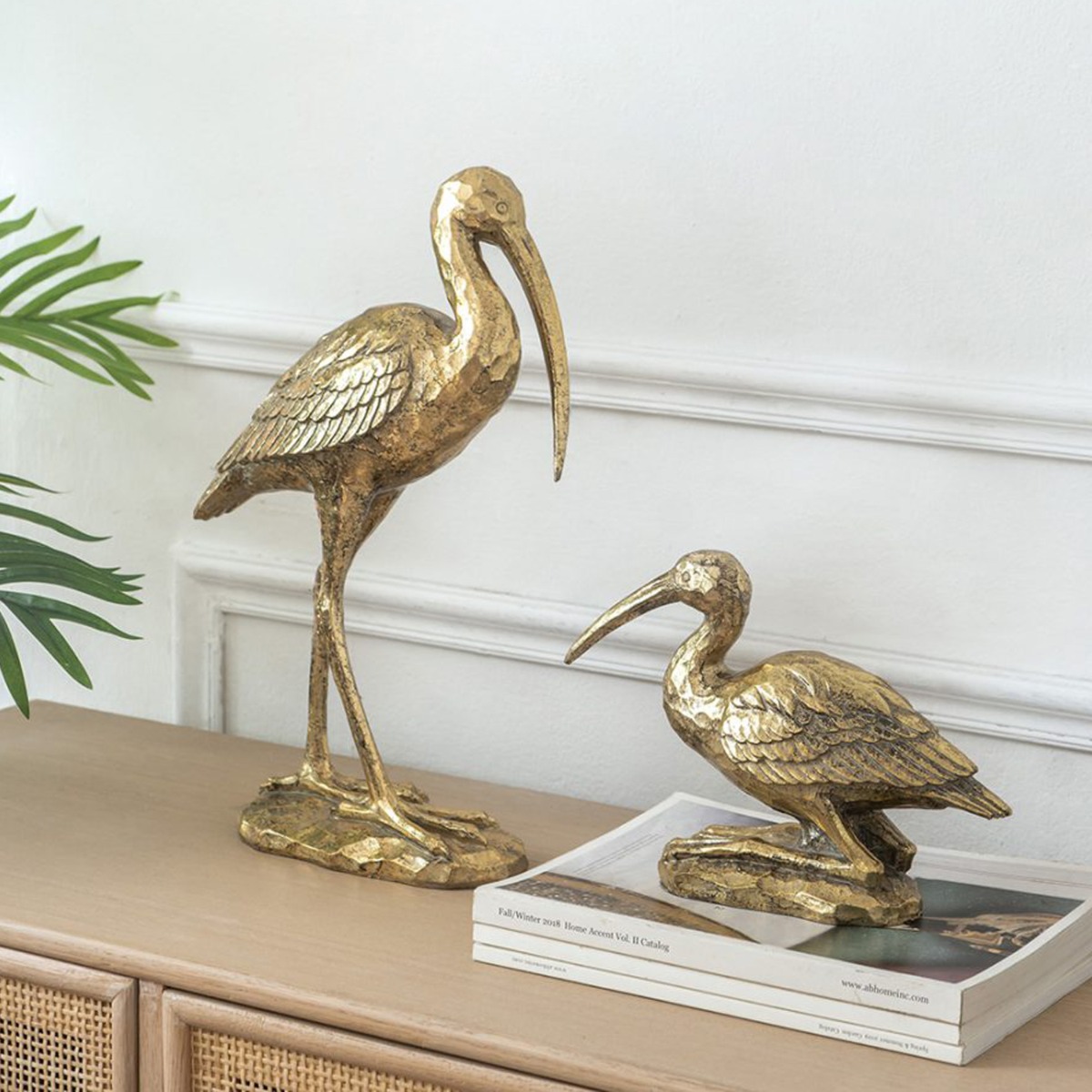 Artekko Animal Χρυσός Διακοσμητικός Γερανός Ρητίνης (25.5x40.5x9.5)cm