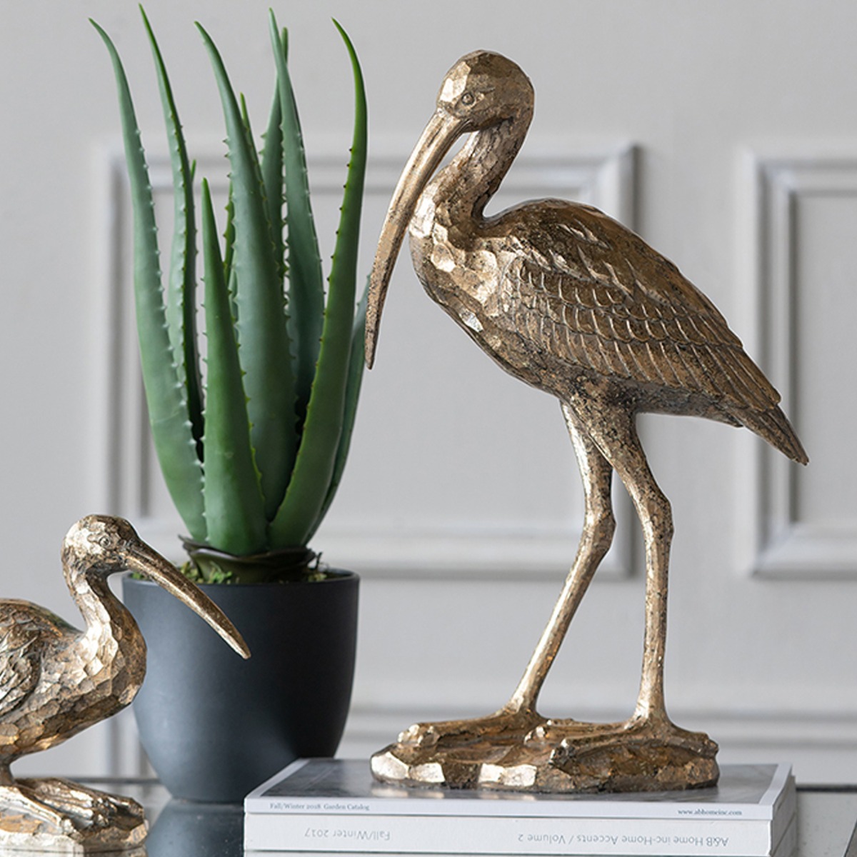 Artekko Animal Χρυσός Διακοσμητικός Γερανός Ρητίνης (25.5x40.5x9.5)cm