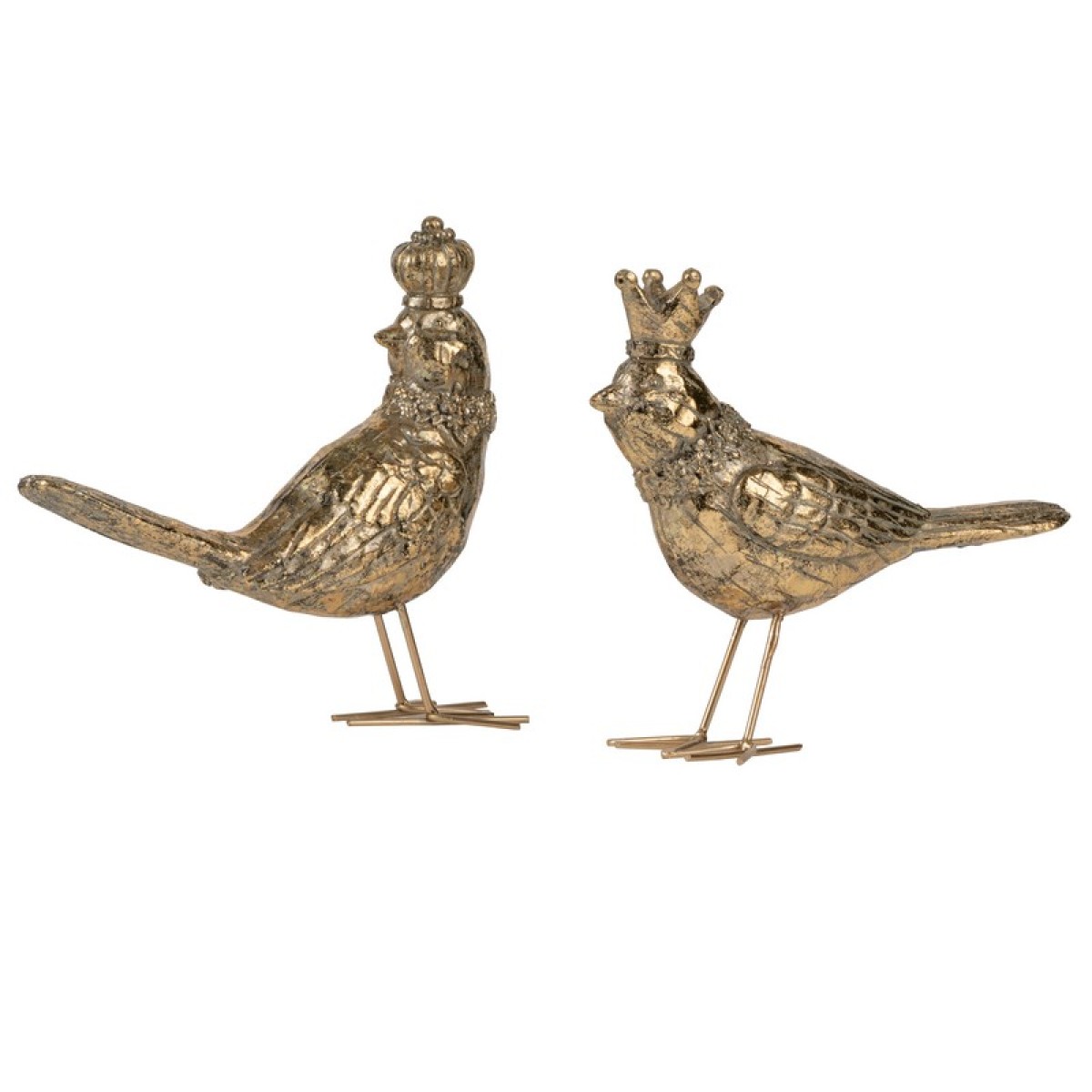 Artekko Bird Διακοσμητικά Πουλιά Ρητίνη Χρυσό (14.5x5x17.5)cm Σετ/2
