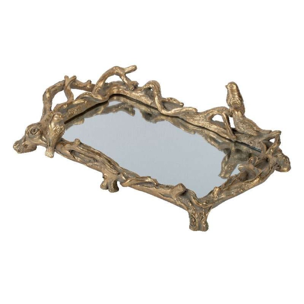 Artekko Tray Χρυσός Διακοσμητικός Δίσκος με Καθρέπτη (43x24x12)cm