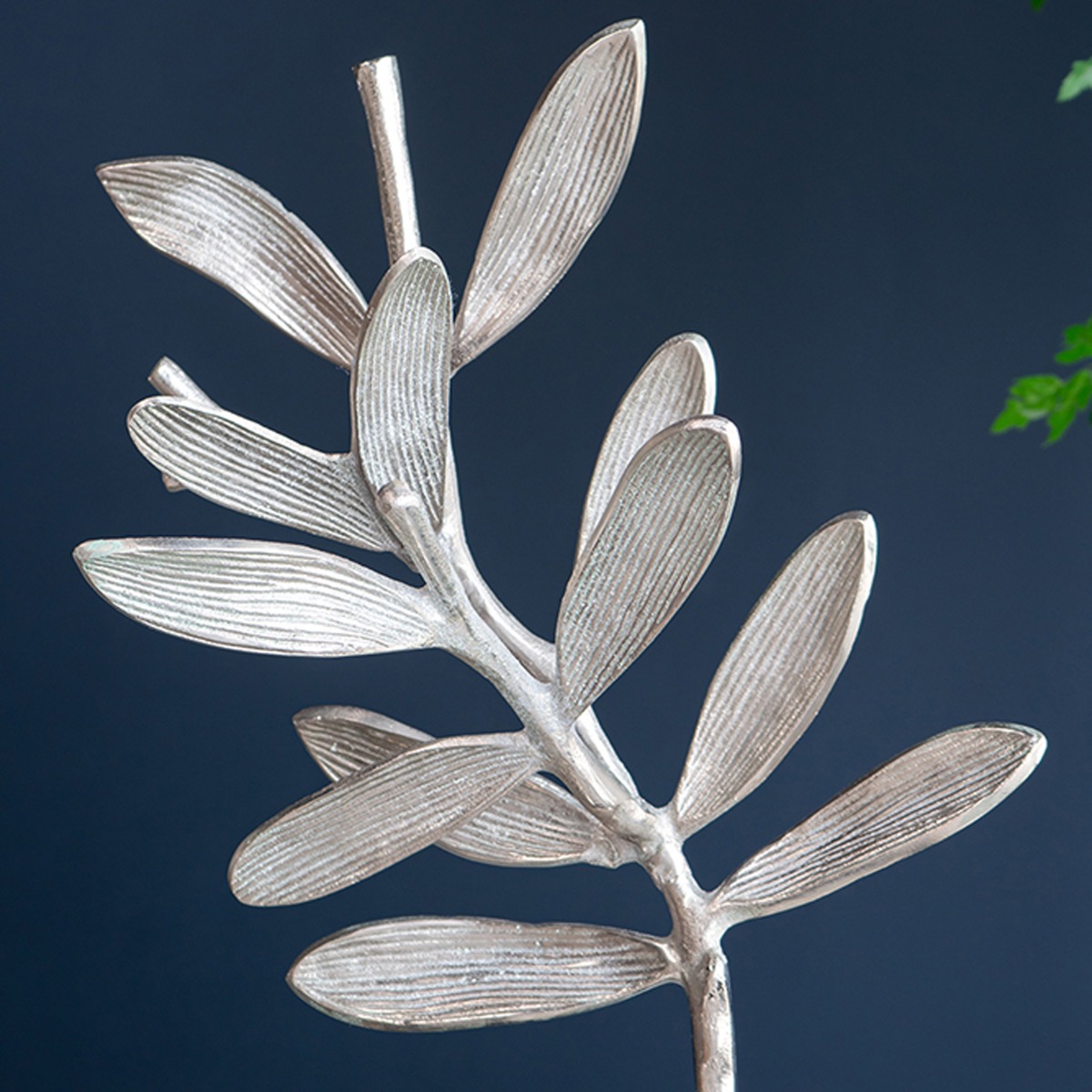 Artekko Branch Ασημί Μεταλλικά Επιτραπέζια Διακοσμητικά σε Μαρμάρινη Βάση (46x20x72)cm (36x14x58)cm 2pcs