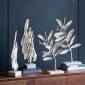 Artekko Branch Ασημί Μεταλλικά Επιτραπέζια Διακοσμητικά σε Μαρμάρινη Βάση (46x20x72)cm (36x14x58)cm 2pcs