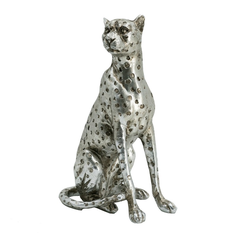 Artekko Animal Διακοσμητικό τζάγκουαρ μεταλλικό silver