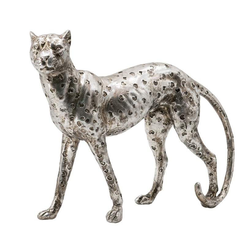 Artekko Animal Ασημί Επιτραπέζιο Διακοσμητικό Τζάγκουαρ από Ρητίνη (33x8x23.5)cm