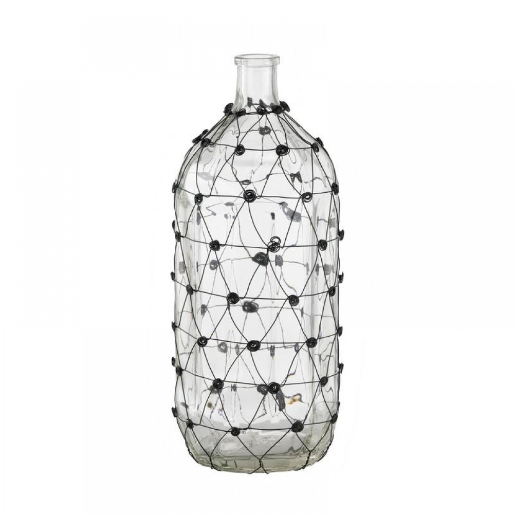 Artekko Clear Βάζο Διάφανο Γυάλινο με Μεταλλικό Πλέγμα (18x18x46)cm