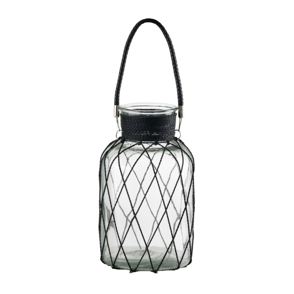 Artekko Clear Διάφανο Γυάλινο Βάζο Φανάρι με Μεταλλικό Πλέγμα (22x22x38)cm