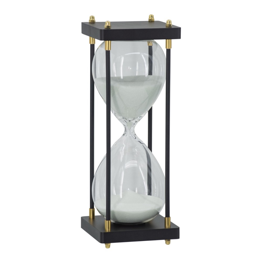 Artekko Hourglass Διακοσμητική Κλεψύδρα σε Μαύρη Βάση με Λευκή Άμμο (11x11x31)cm