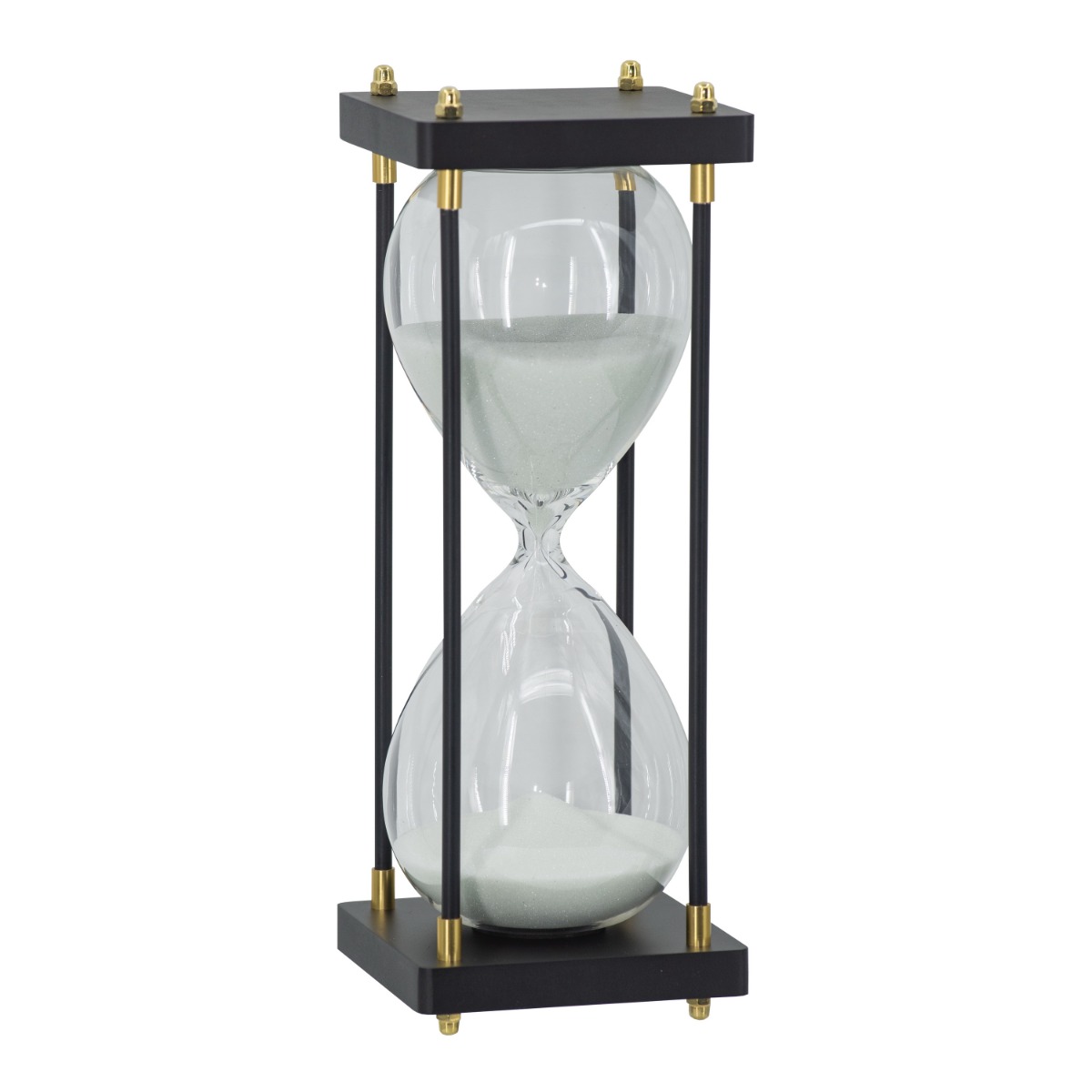 Artekko Hourglass Διακοσμητική Κλεψύδρα σε Μαύρη Βάση με Λευκή Άμμο (11x11x31)cm