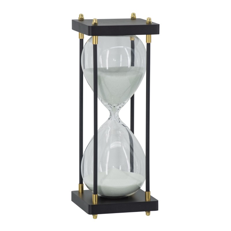Artekko Hourglass Διακοσμητική Κλεψύδρα σε Μαύρη Βάση με Λευκή Άμμο (11x11x31)cm