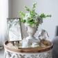 Artekko Pedestal Διακοσμητικό Δοχείο από Μαγνήσιο σε Λευκή Πατίνα (24x24x27)cm