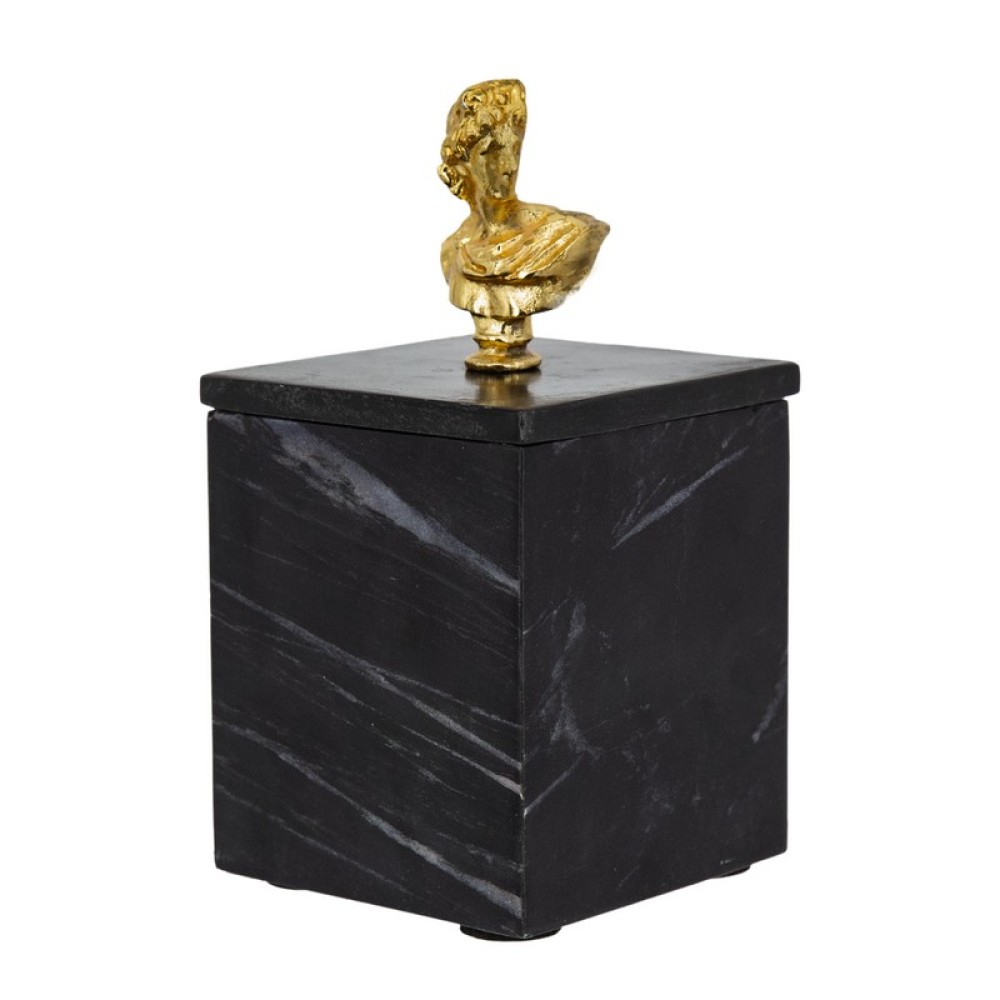 Artekko Marble Box Κουτί με Προτομή Μαρμάρινο Μαύρο/Χρυσό (10.2x10.2x20.3)cm