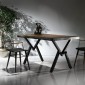 Artekko Efor Pera Τραπέζι MDF με Εφέ Κορμού Καφέ και Μεταλλικά Μαύρα Πόδια (140x80x75)cm