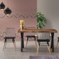 Artekko Efor Pera Τραπέζι MDF με Εφέ Κορμού Καφέ και Μεταλλικά Μαύρα Πόδια (140x80x75)cm