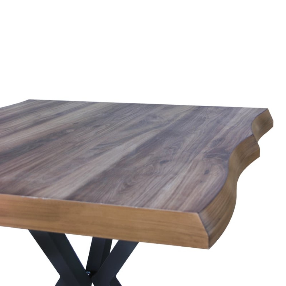 Artekko Safir Καφέ Τραπέζι MDF με Εφέ Κορμού και Μεταλλικά Μαύρα Πόδια (87x80x75)cm